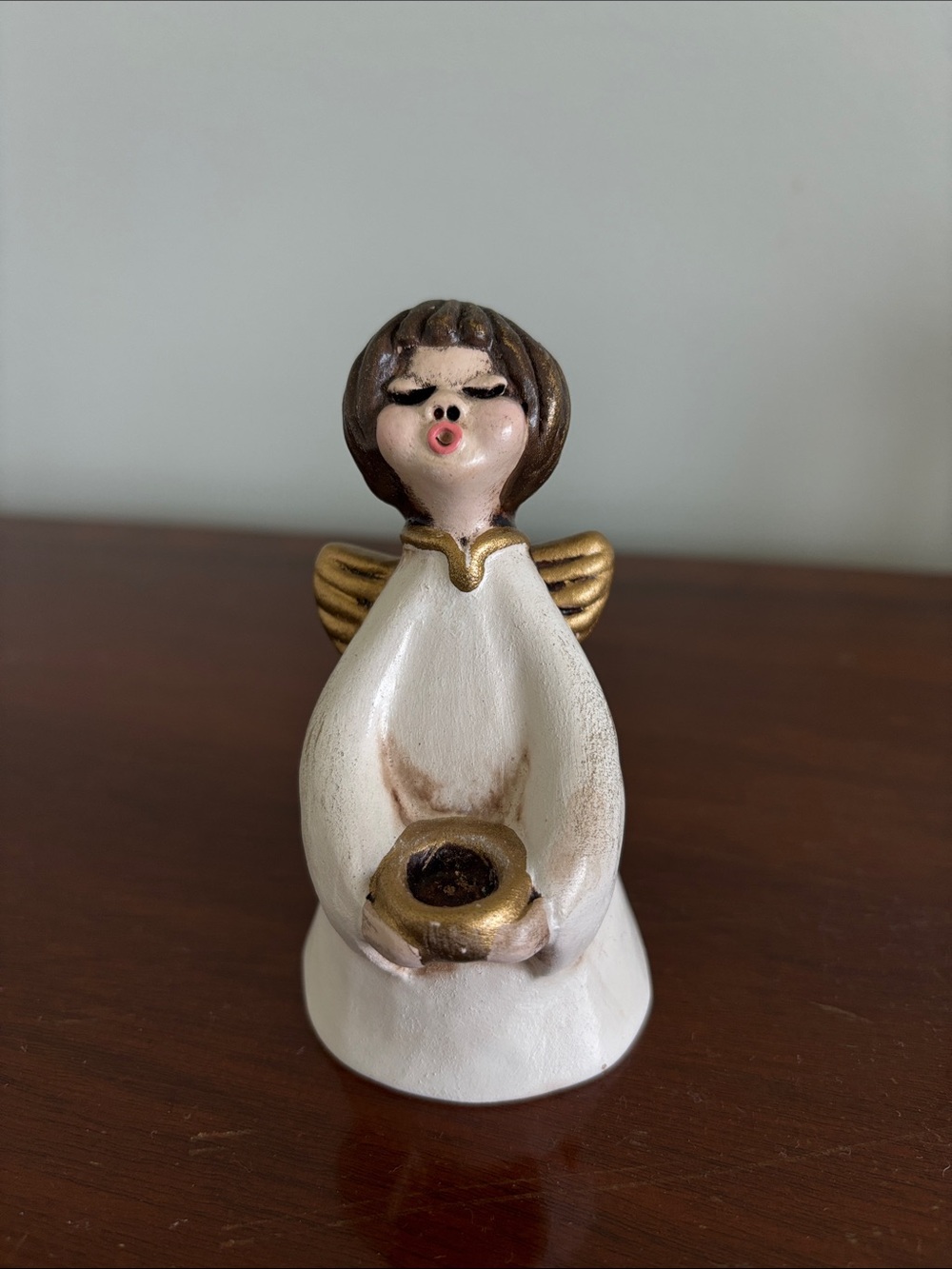 BoznerEngelthun White and Gold Angel Figurine Candle Holder - Home Accents
